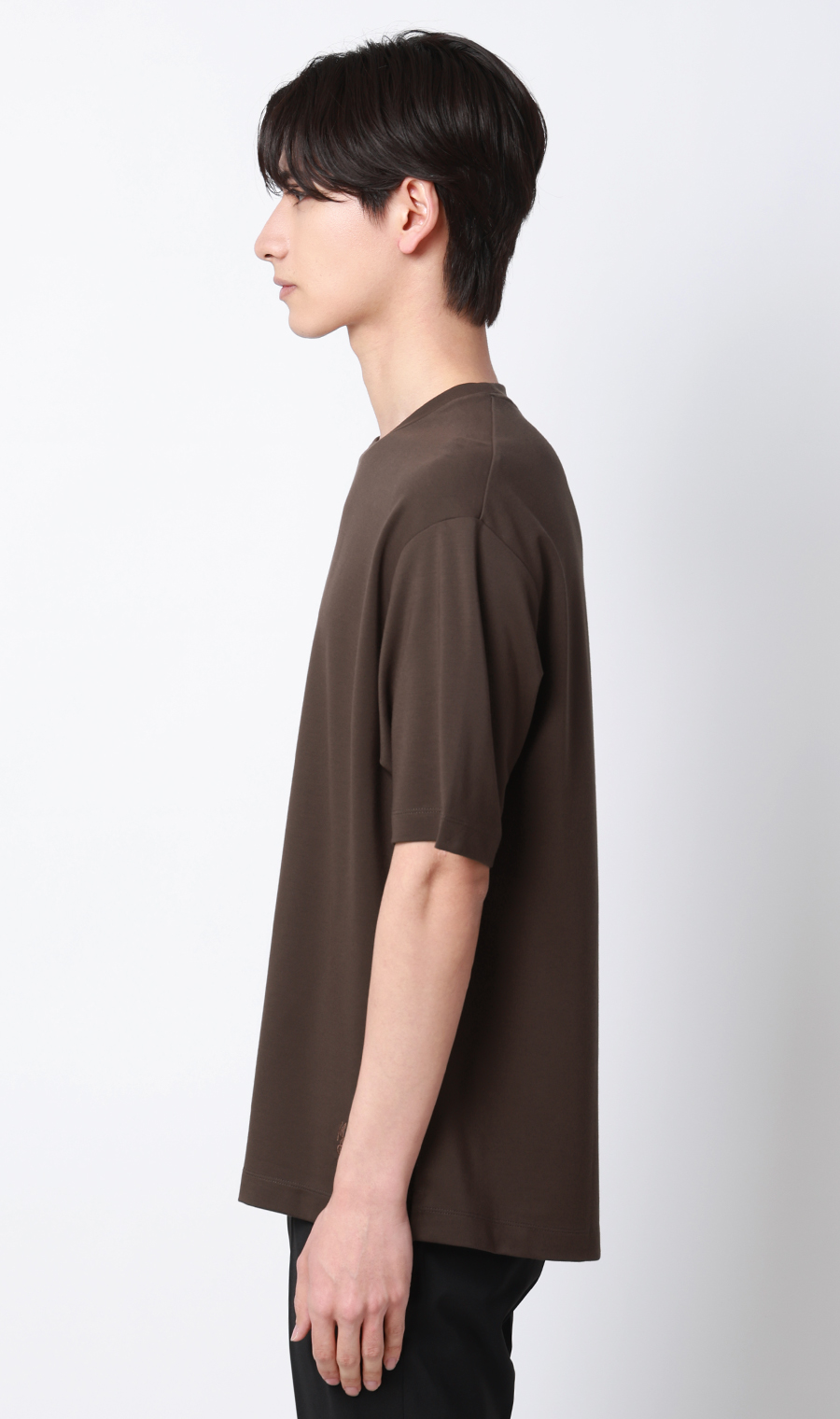 ポンチクルーネックTシャツ ブラウン S