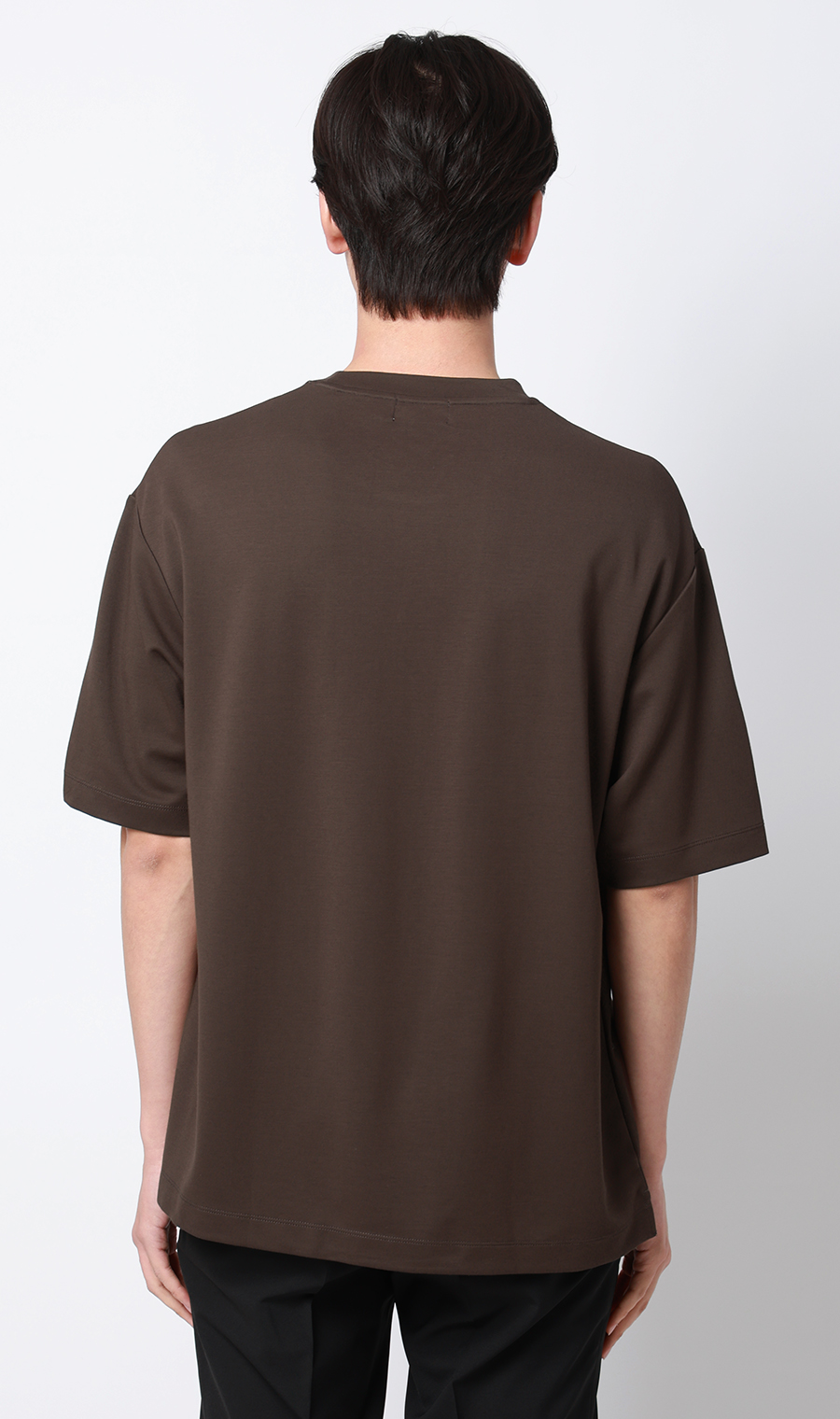 ポンチクルーネックTシャツ ブラウン S