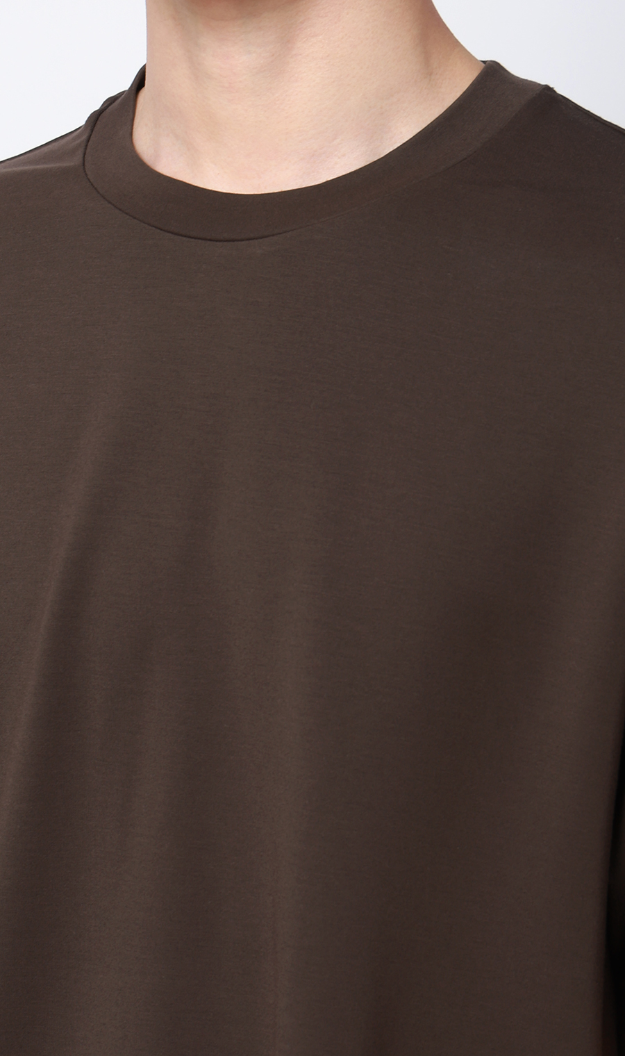 ポンチクルーネックTシャツ ブラウン S