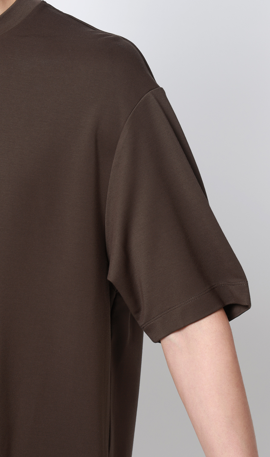 ポンチクルーネックTシャツ ブラウン S