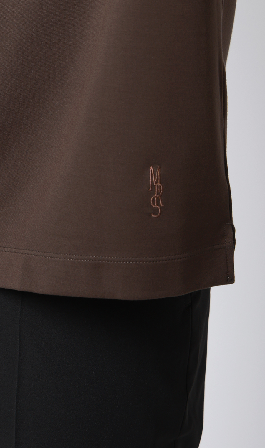 ポンチクルーネックTシャツ ブラウン S