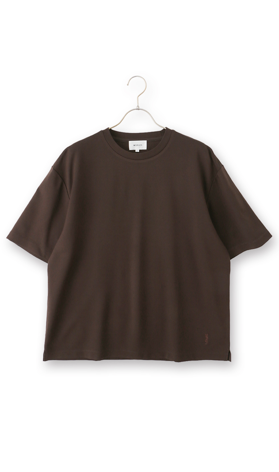 ポンチクルーネックTシャツ ブラウン S