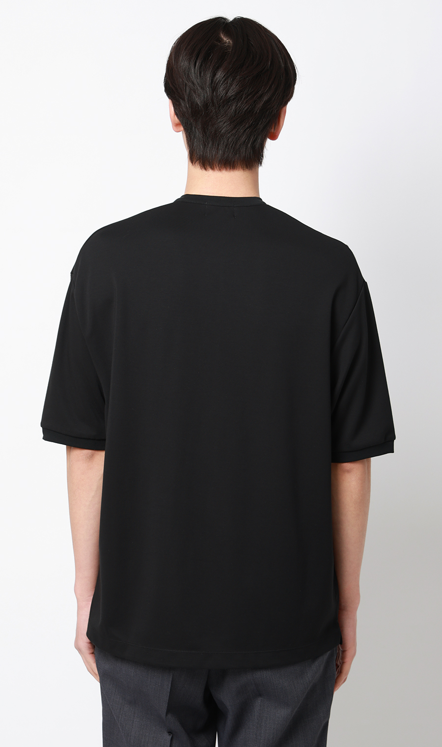 ポンチヘンリーネックTシャツ ブラック S