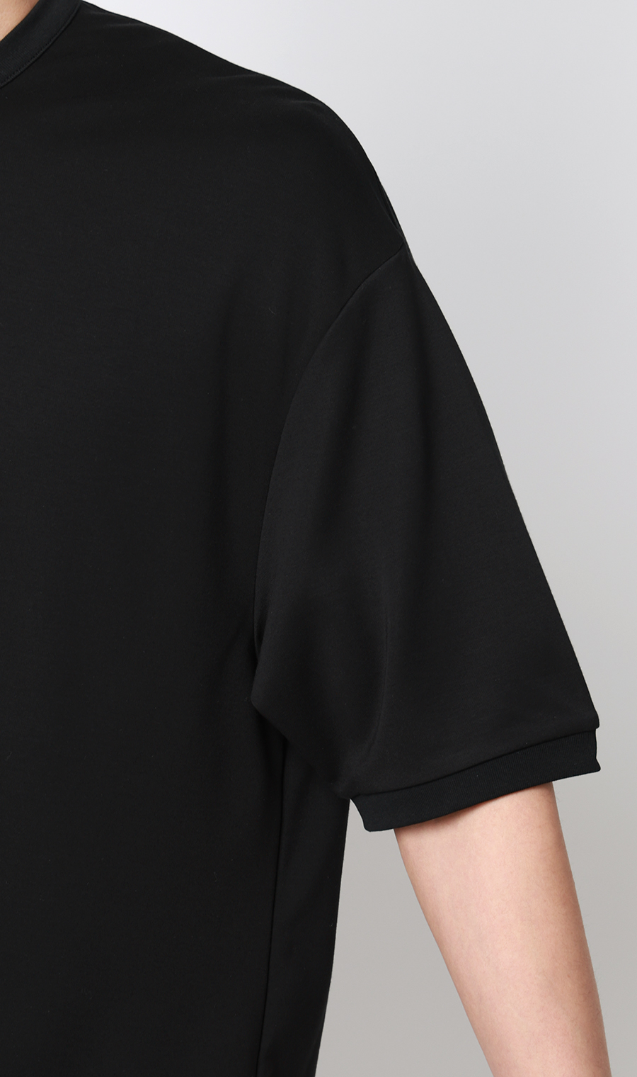 ポンチヘンリーネックTシャツ ブラック S