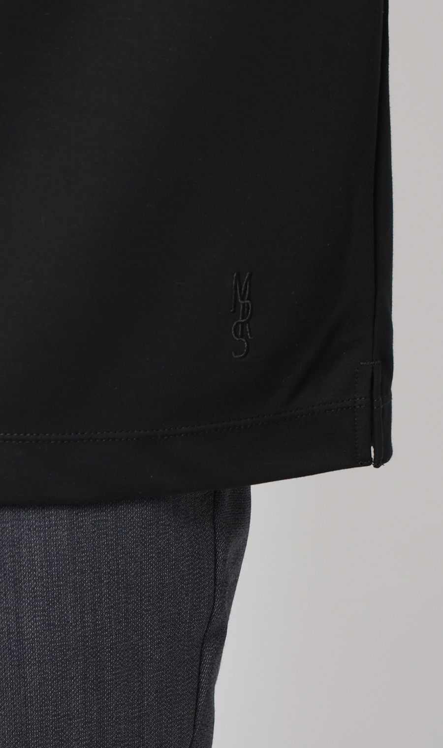 ポンチヘンリーネックTシャツ ブラック S