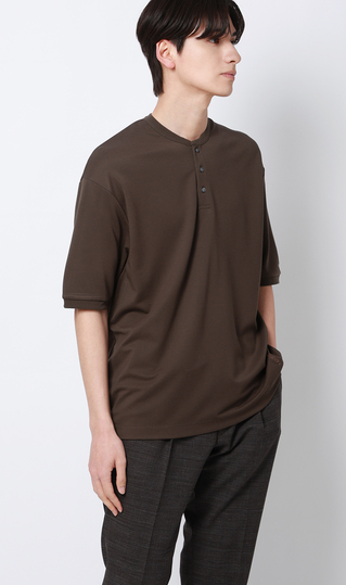 ポンチヘンリーネックTシャツ