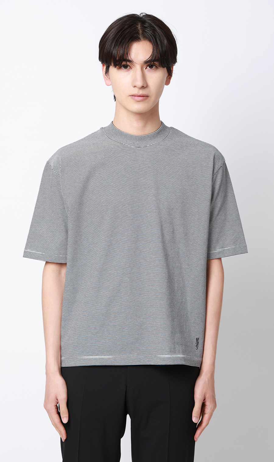 モックネックTシャツ ブラック S