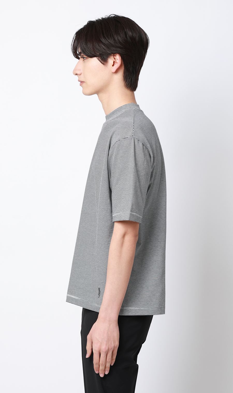 モックネックTシャツ ブラック S