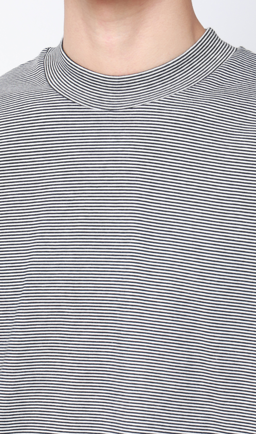 モックネックTシャツ ブラック S