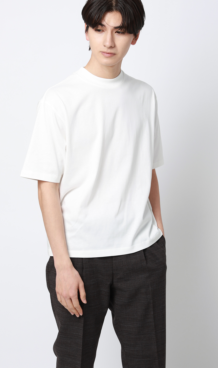 モックネックTシャツ ホワイト S