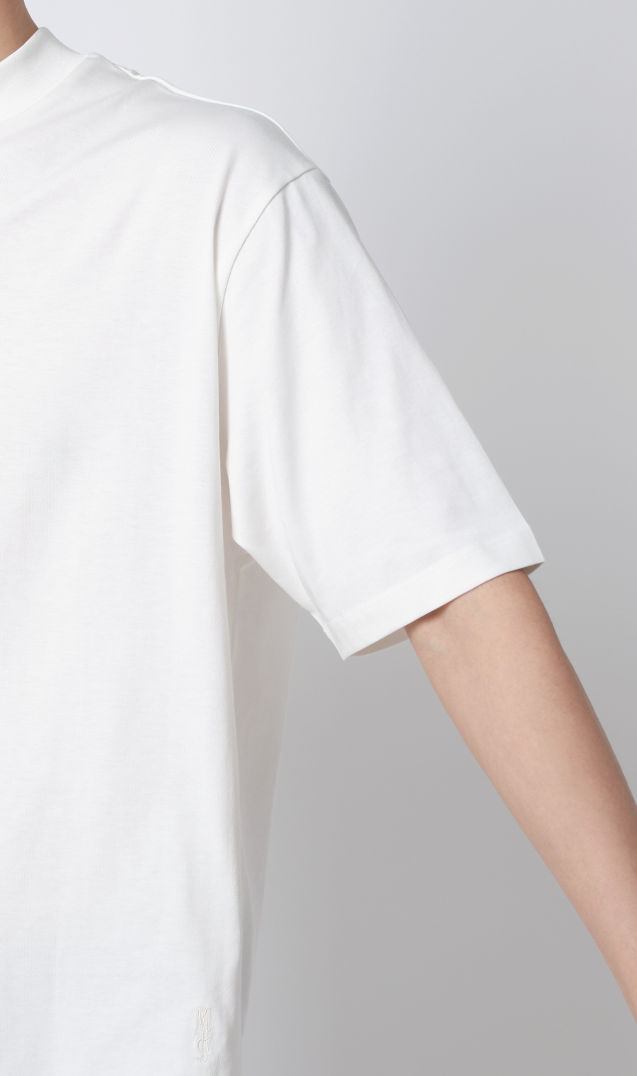 モックネックTシャツ ホワイト S