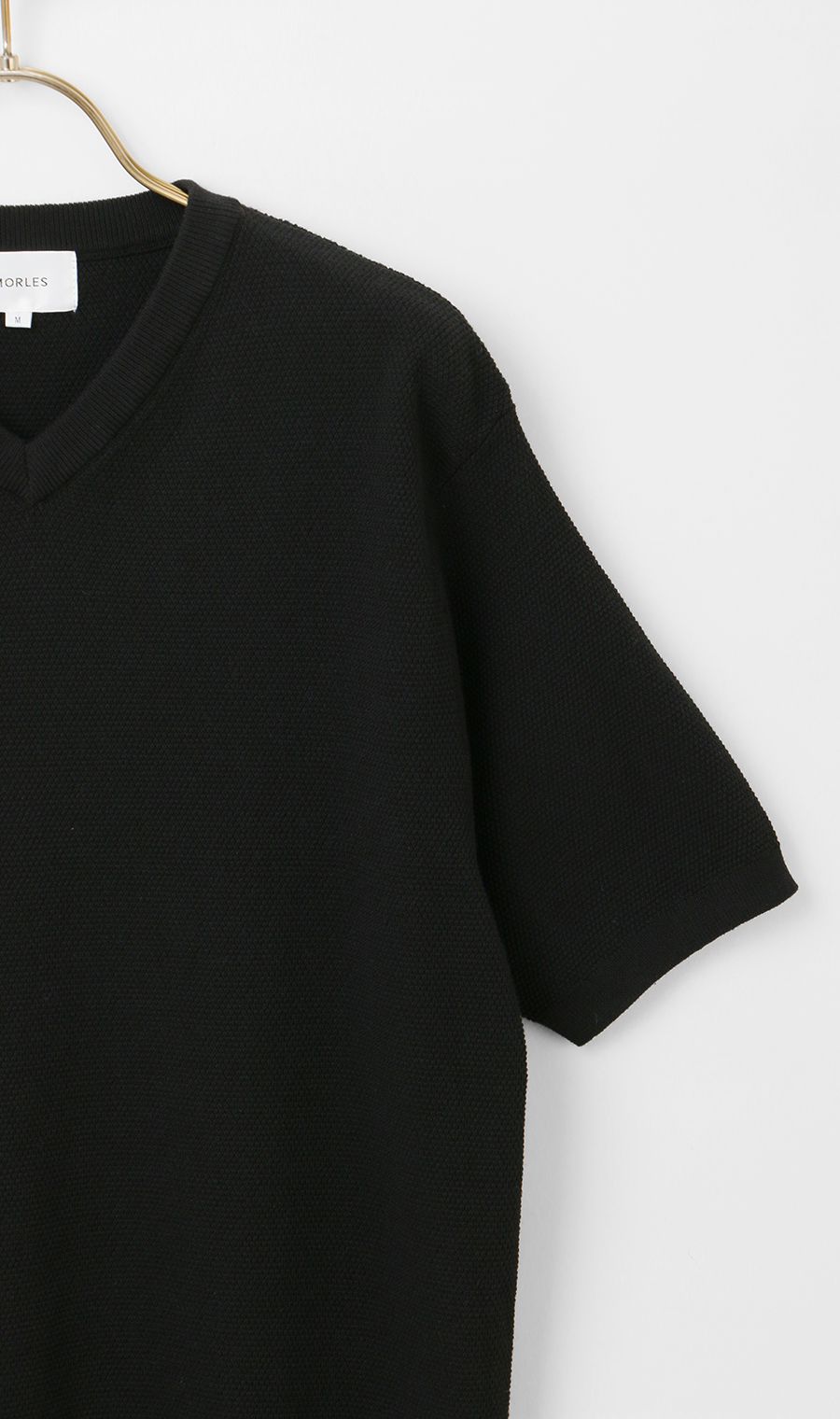 ニットTシャツ【Vネック】 ブラック S