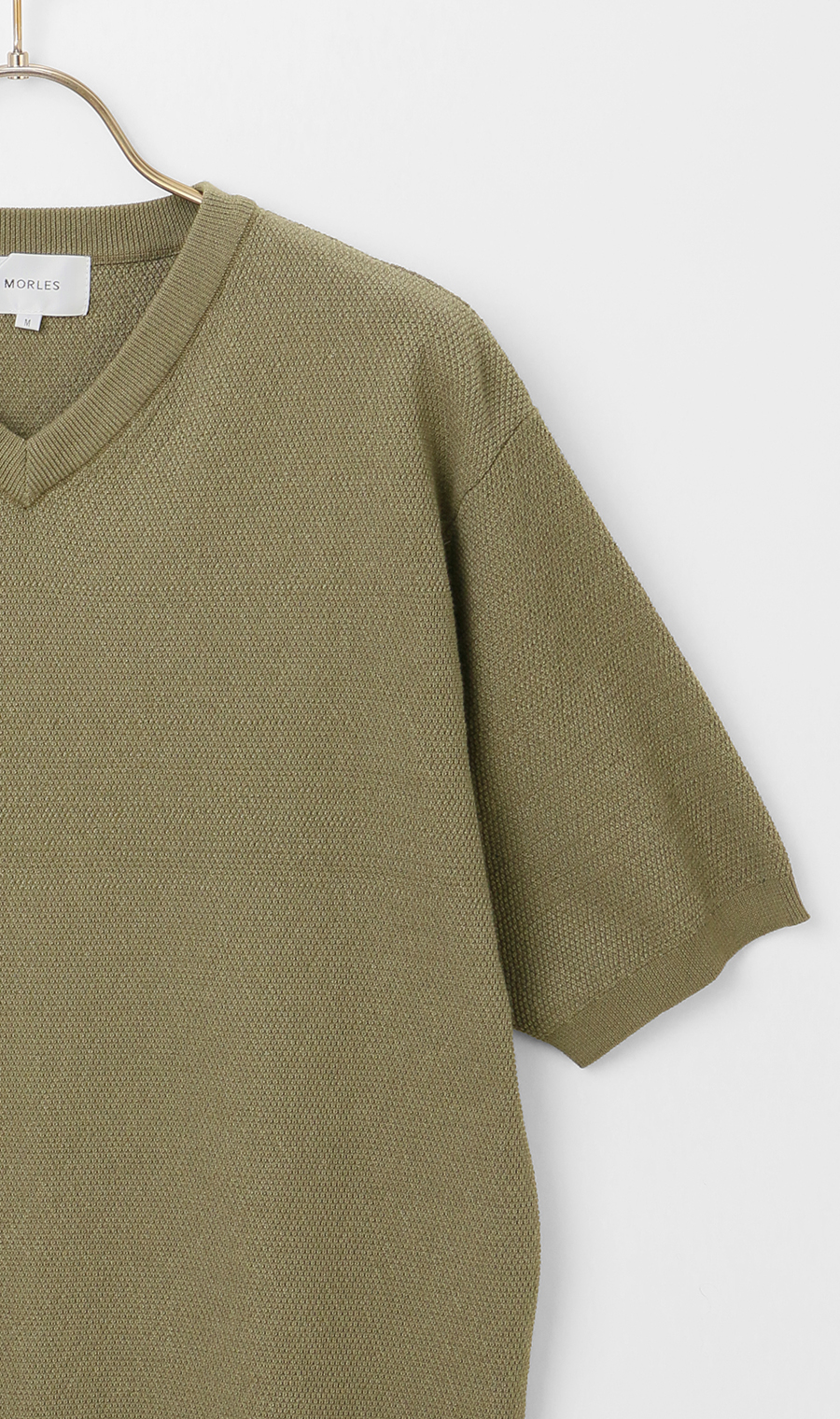 ニットTシャツ【Vネック】 グリーン M