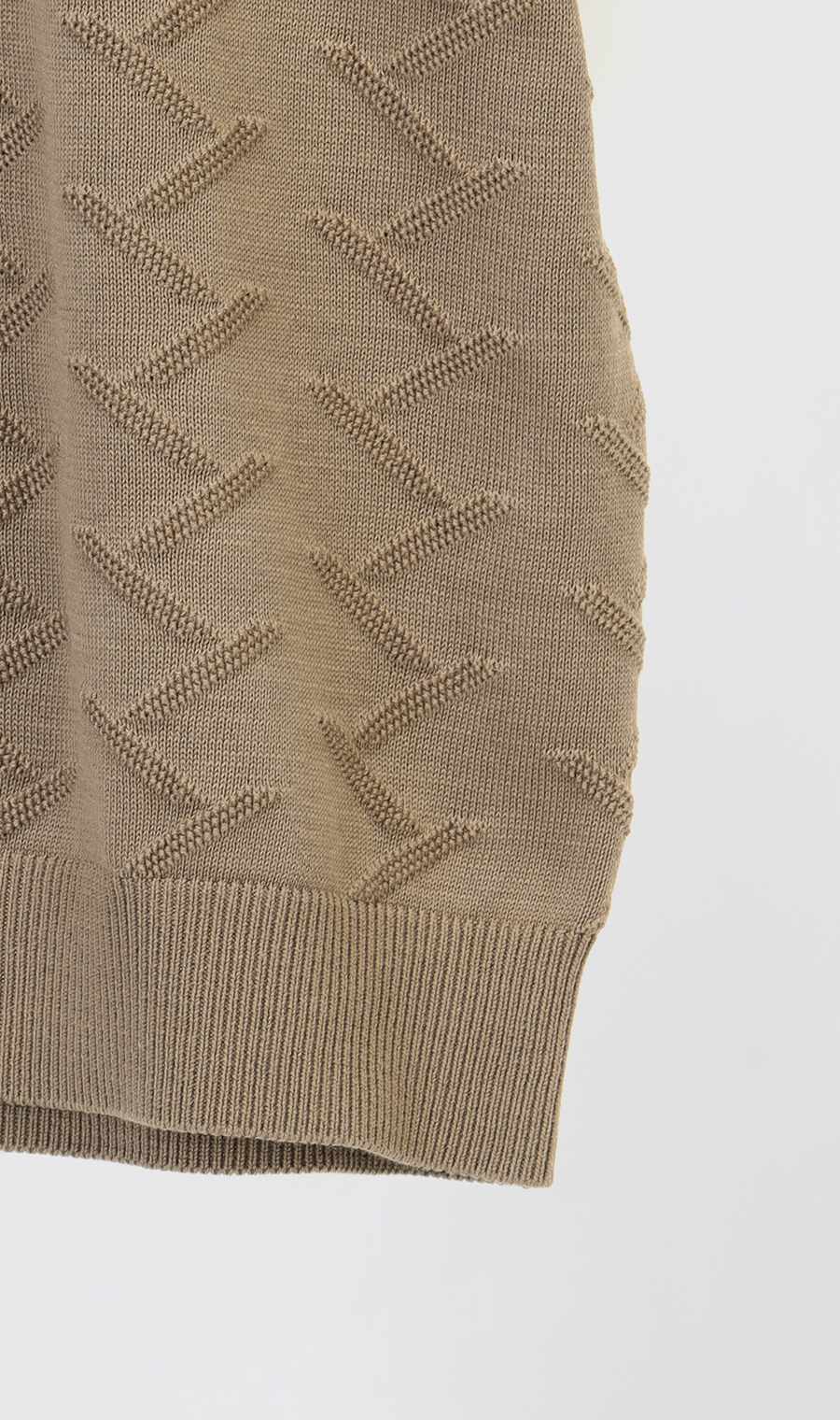 半袖クルーニット【ジグザグパターン】 ベージュ S