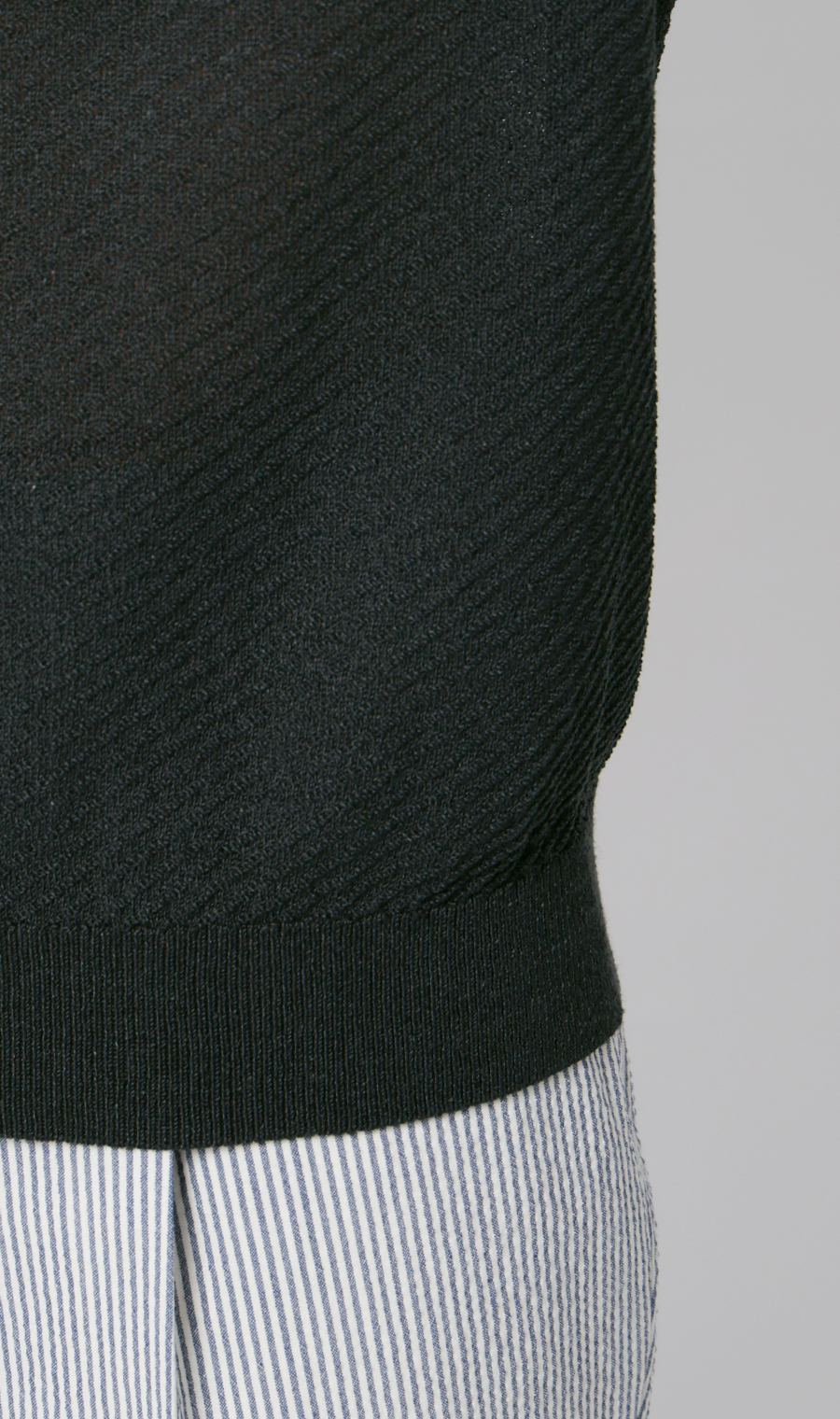 ニットクルーネックTシャツ【和紙】 ブラック S