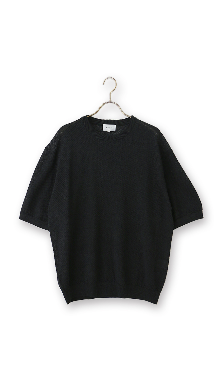 ニットクルーネックTシャツ【和紙】 ブラック S