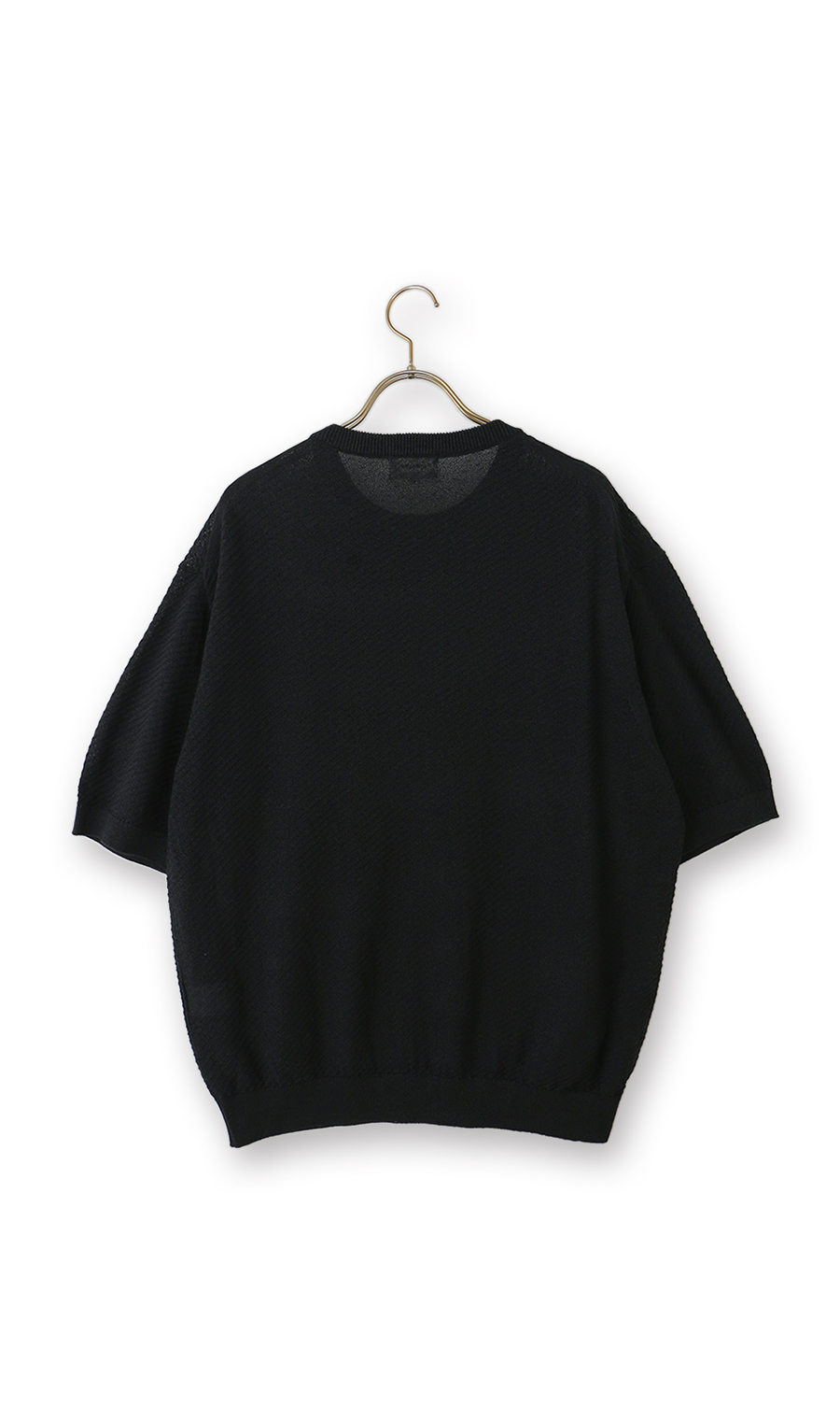 ニットクルーネックTシャツ【和紙】 ブラック S