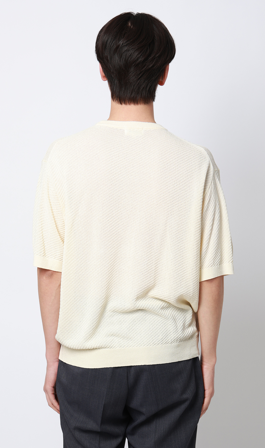 ニットクルーネックＴシャツ【和紙】 オフ S