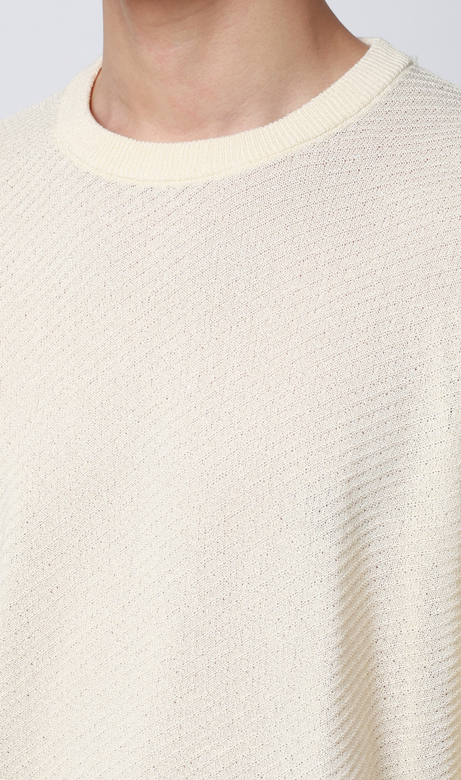 ニットクルーネックＴシャツ【和紙】 オフ S