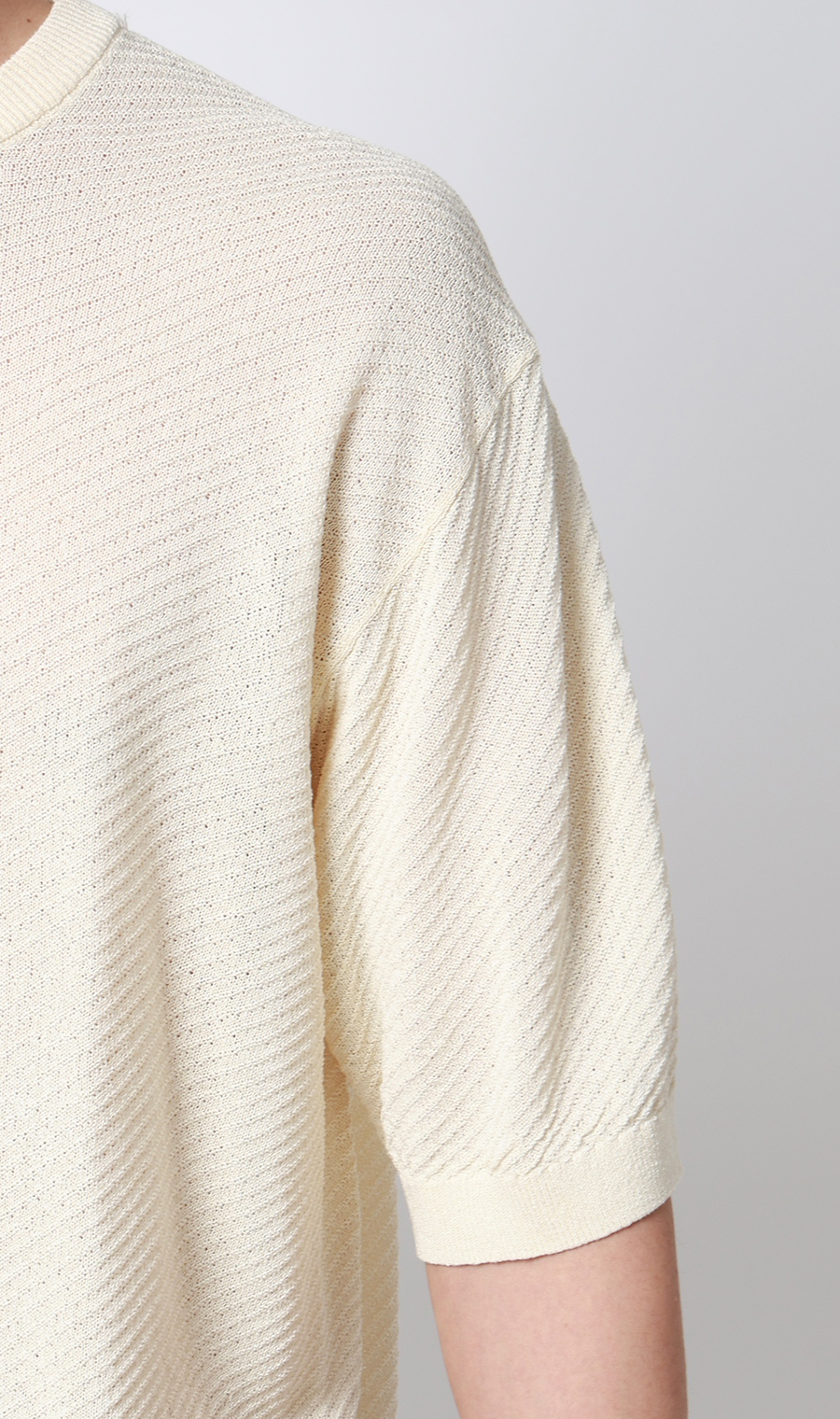 ニットクルーネックＴシャツ【和紙】 オフ S
