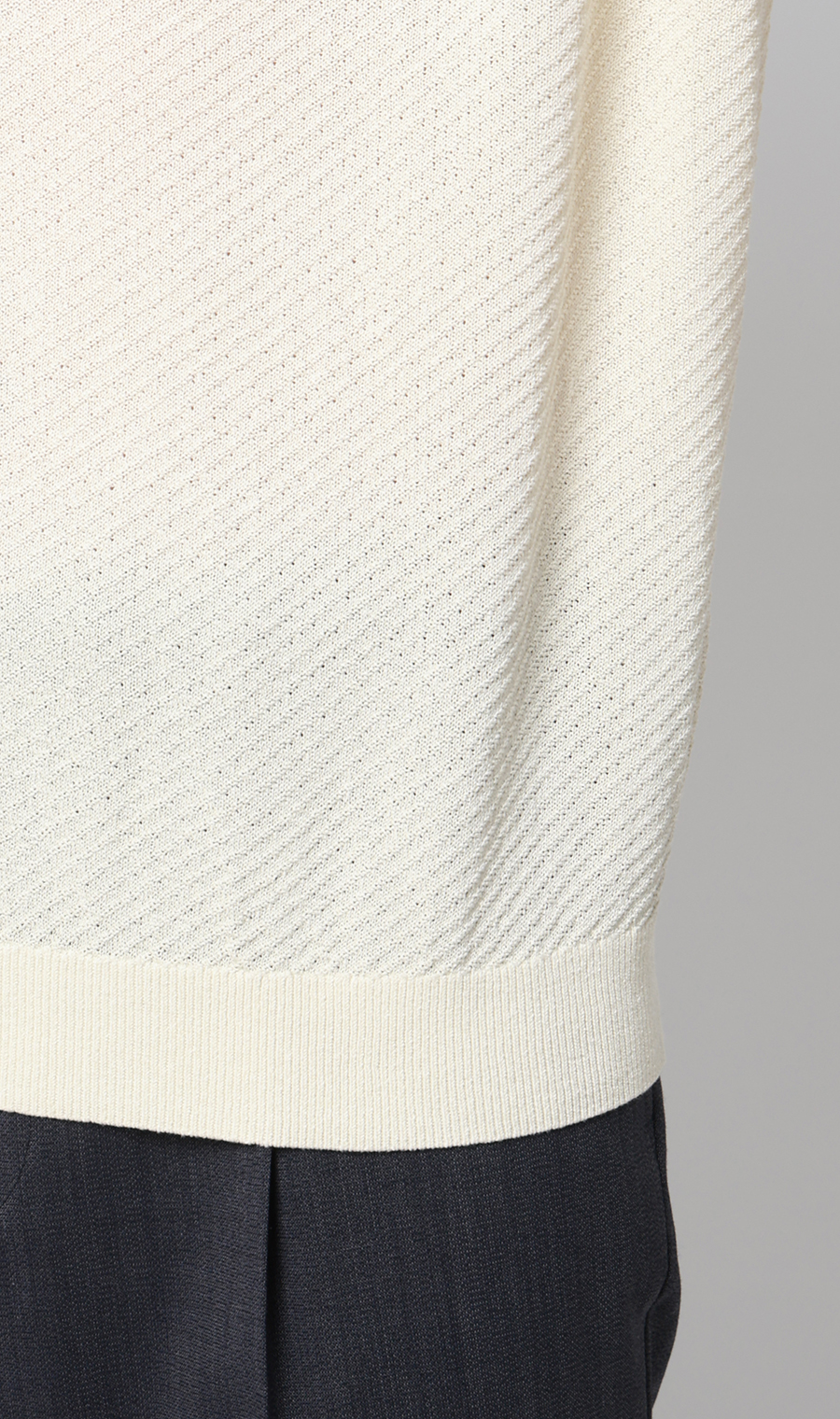 ニットクルーネックＴシャツ【和紙】 オフ S