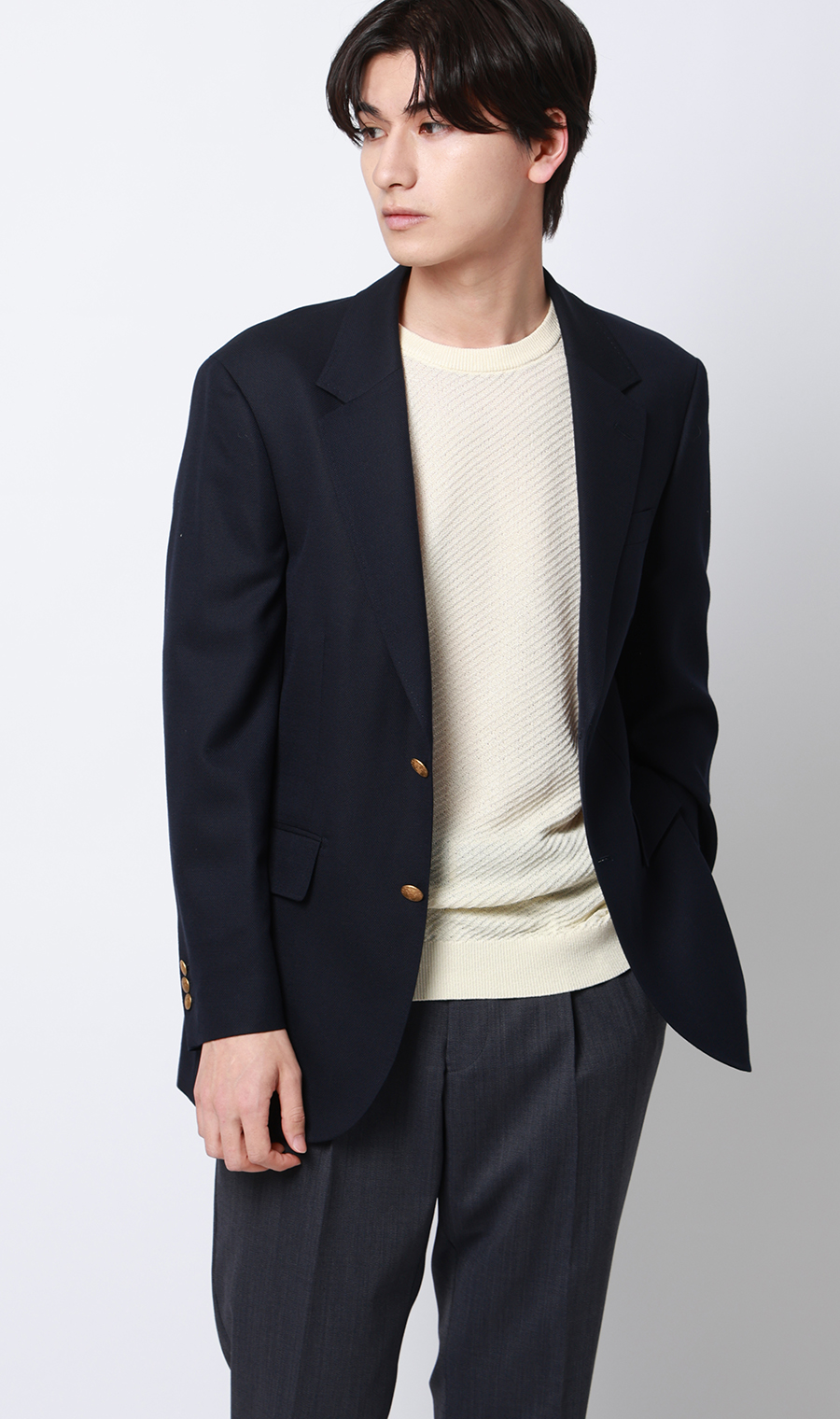 ニットクルーネックＴシャツ【和紙】 オフ S