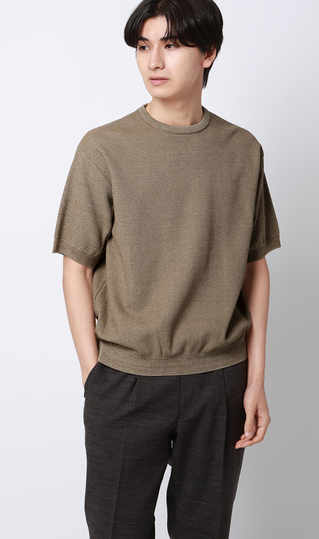 ニットクルーネックＴシャツ【鹿の子】