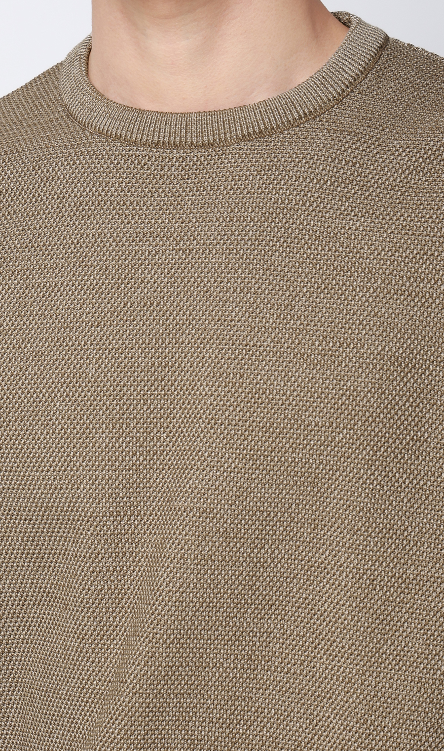 ニットクルーネックＴシャツ【鹿の子】 ベージュ S