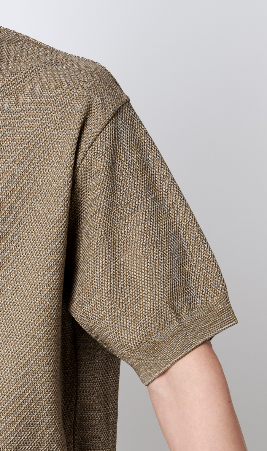 ニットクルーネックＴシャツ【鹿の子】 ベージュ S