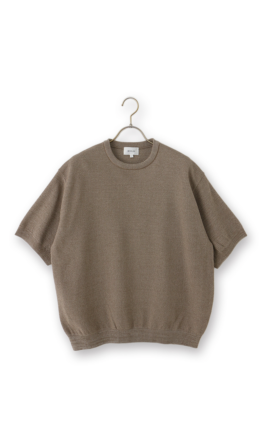 ニットクルーネックＴシャツ【鹿の子】 ベージュ S