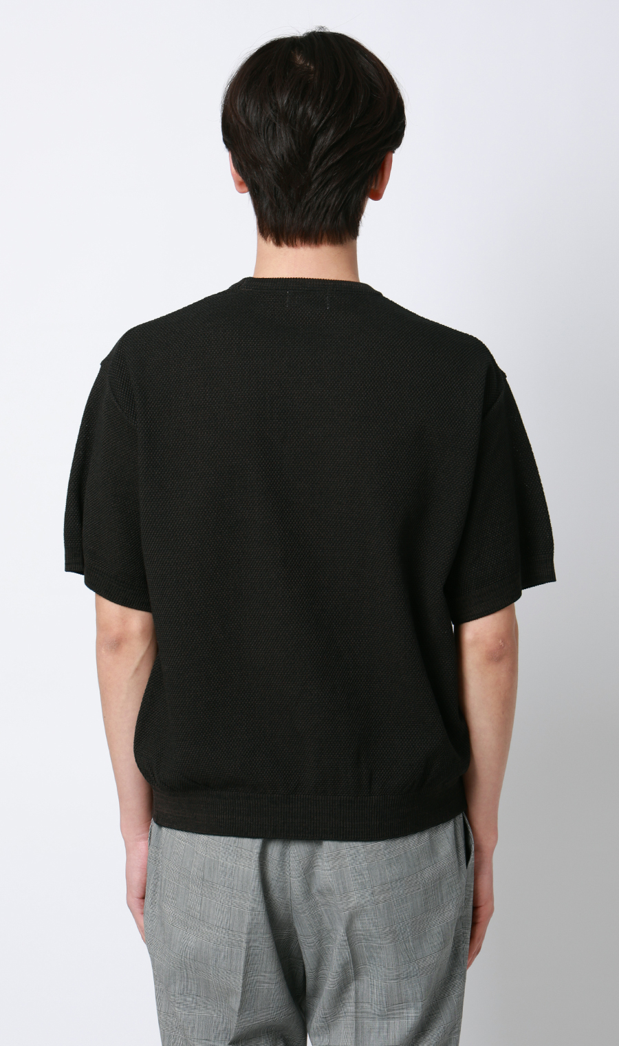 ニットクルーネックＴシャツ【鹿の子】 ブラウン S