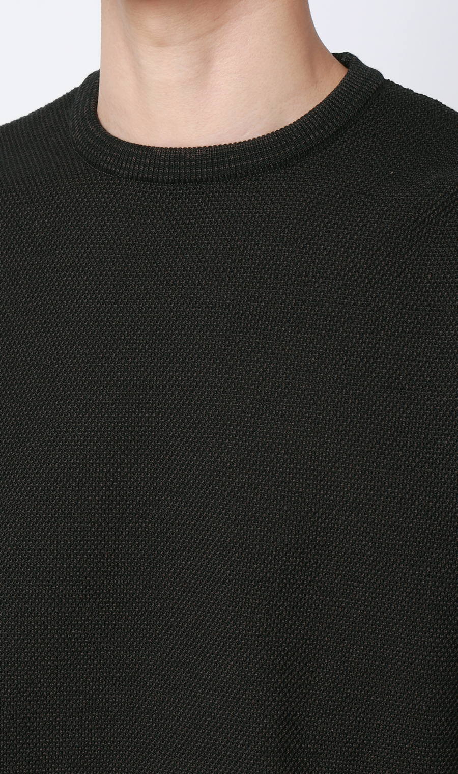 ニットクルーネックＴシャツ【鹿の子】 ブラウン S