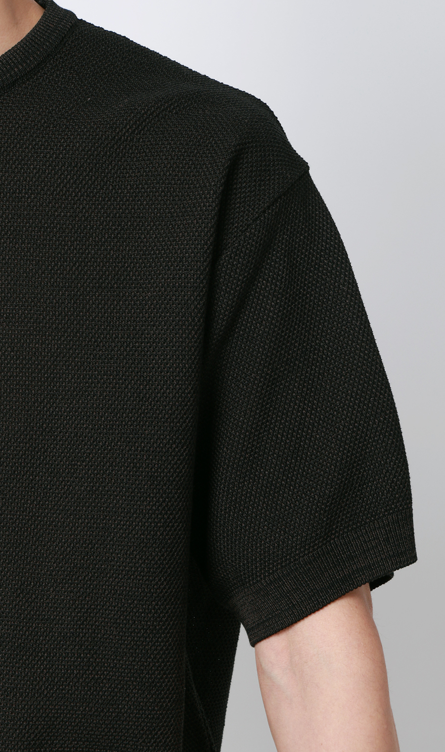 ニットクルーネックＴシャツ【鹿の子】 ブラウン S