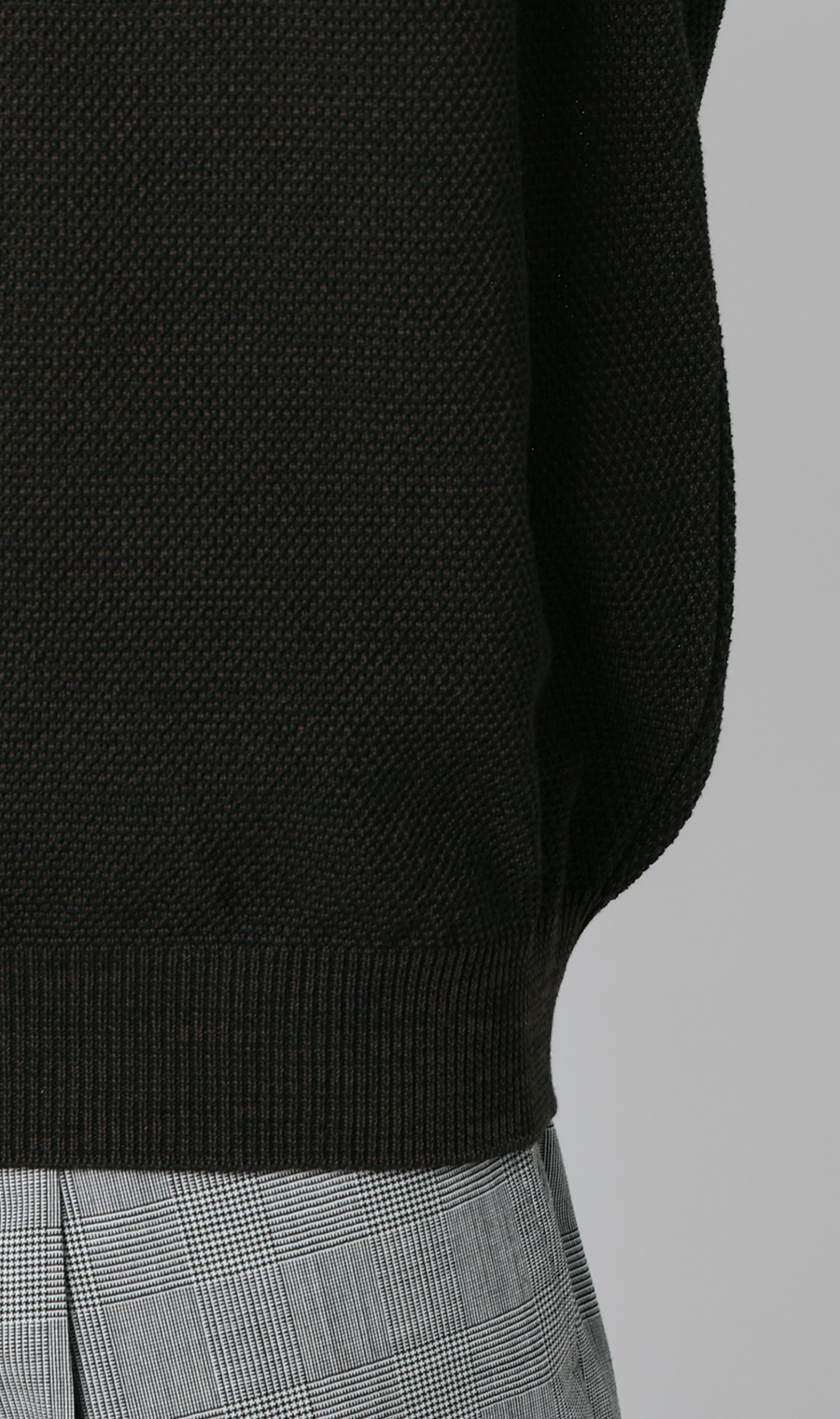 ニットクルーネックＴシャツ【鹿の子】 ブラウン S