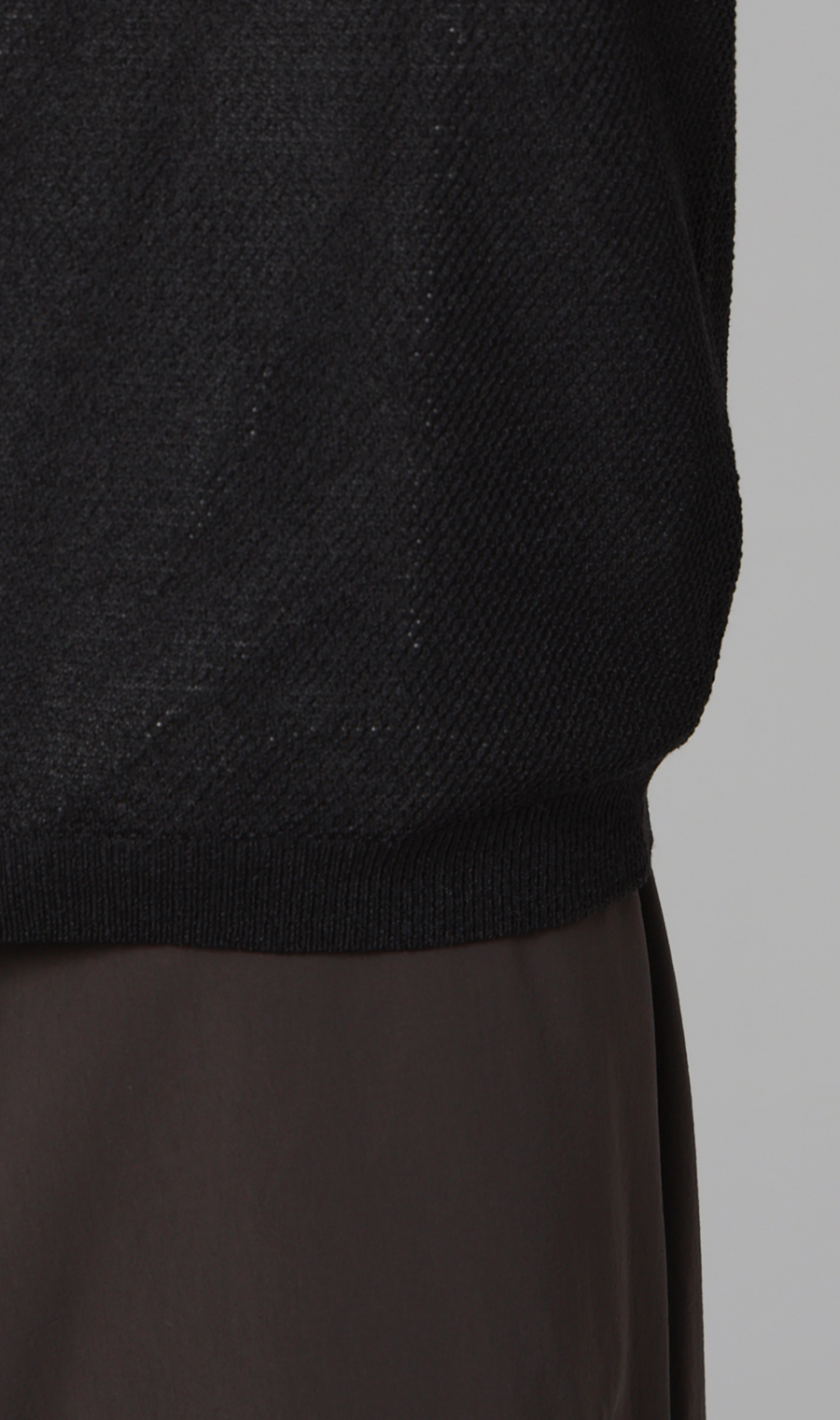 ニットクルーネックTシャツ【和紙混カノコ】 ブラック S