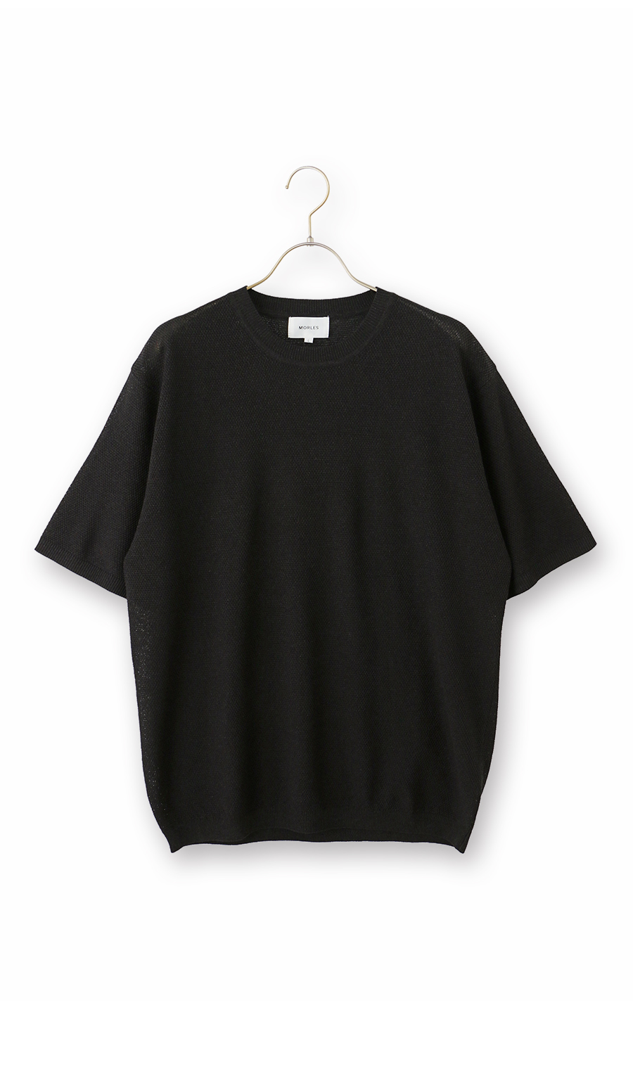 ニットクルーネックTシャツ【和紙混カノコ】 ブラック S