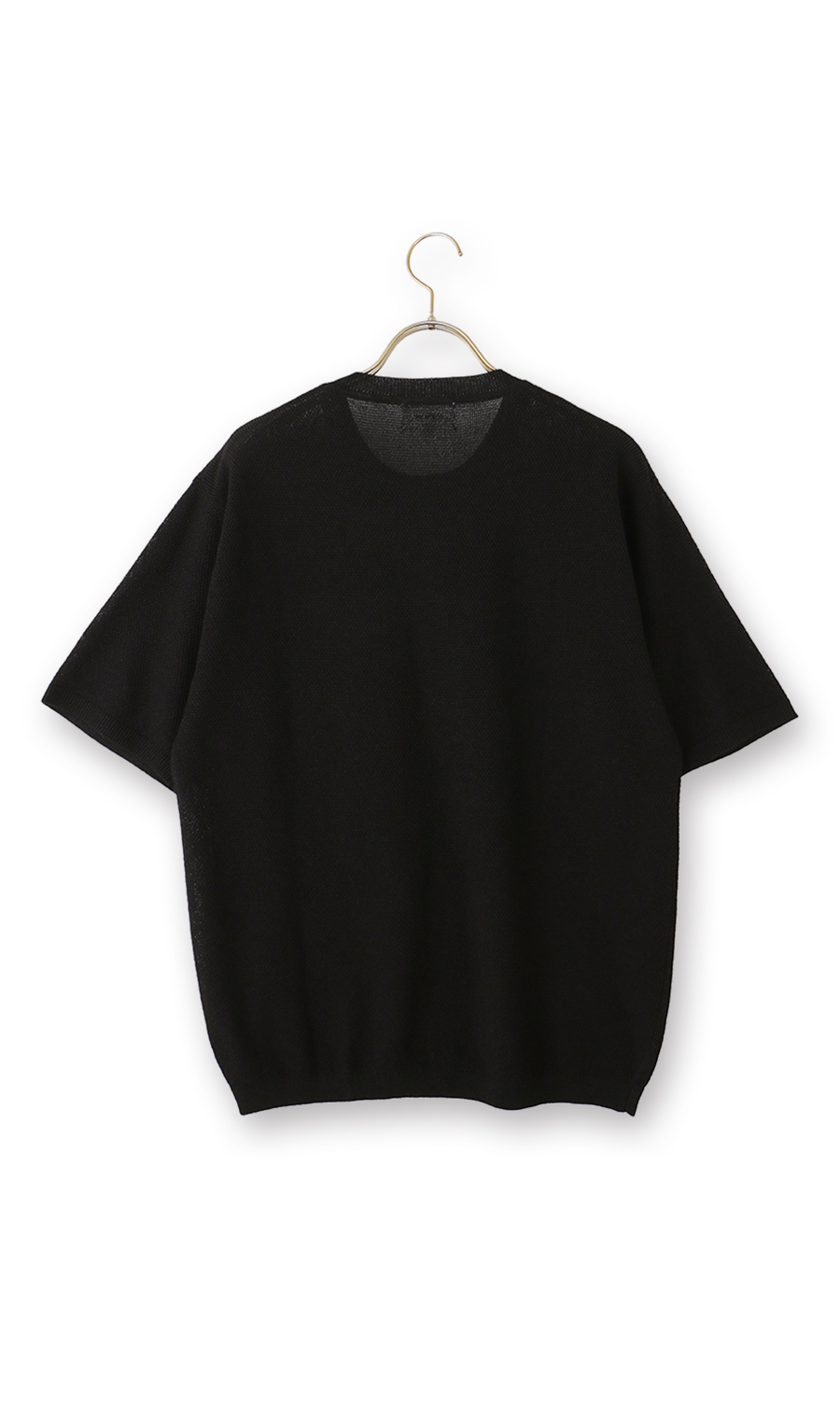 ニットクルーネックTシャツ【和紙混カノコ】 ブラック S