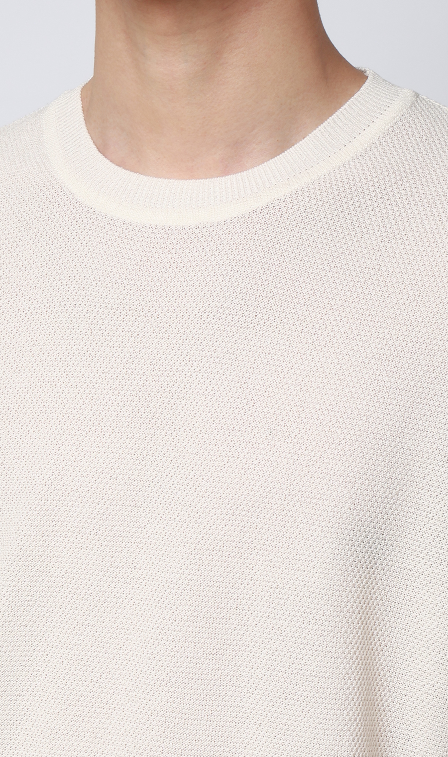 ニットクルーネックTシャツ【和紙混カノコ】 ホワイト S