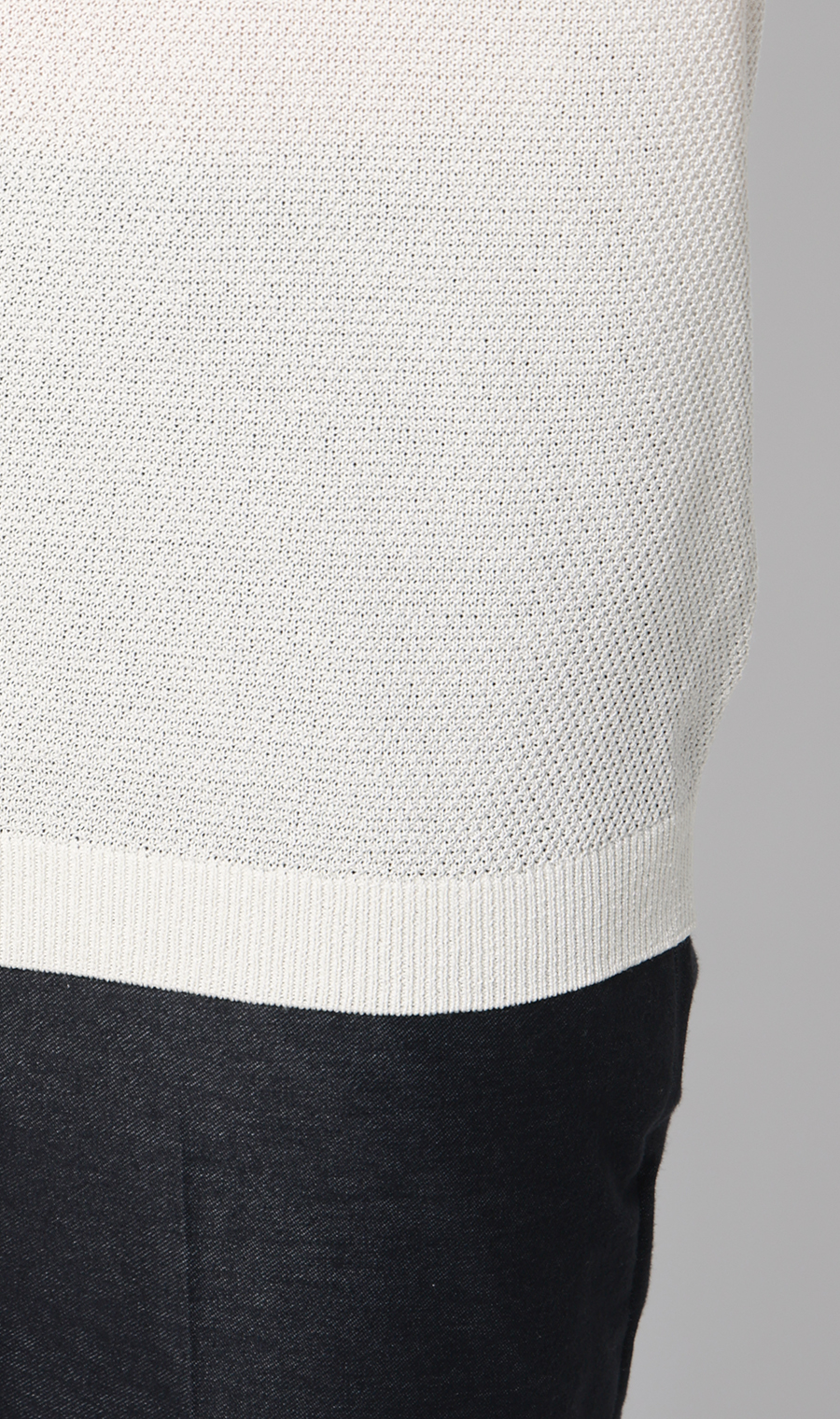 ニットクルーネックTシャツ【和紙混カノコ】 ホワイト S