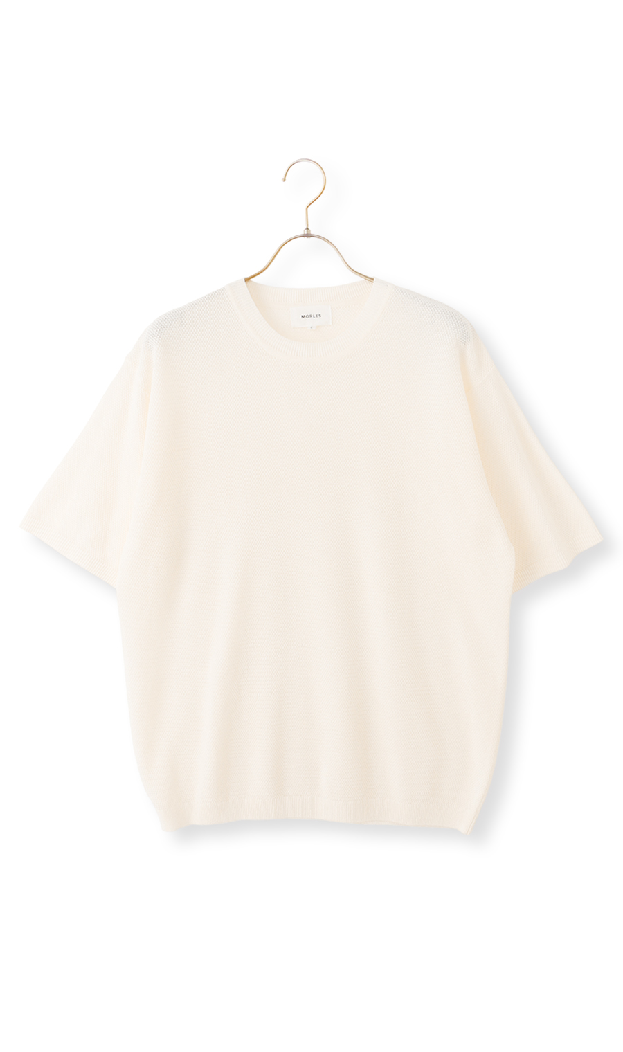 ニットクルーネックTシャツ【和紙混カノコ】 ホワイト S