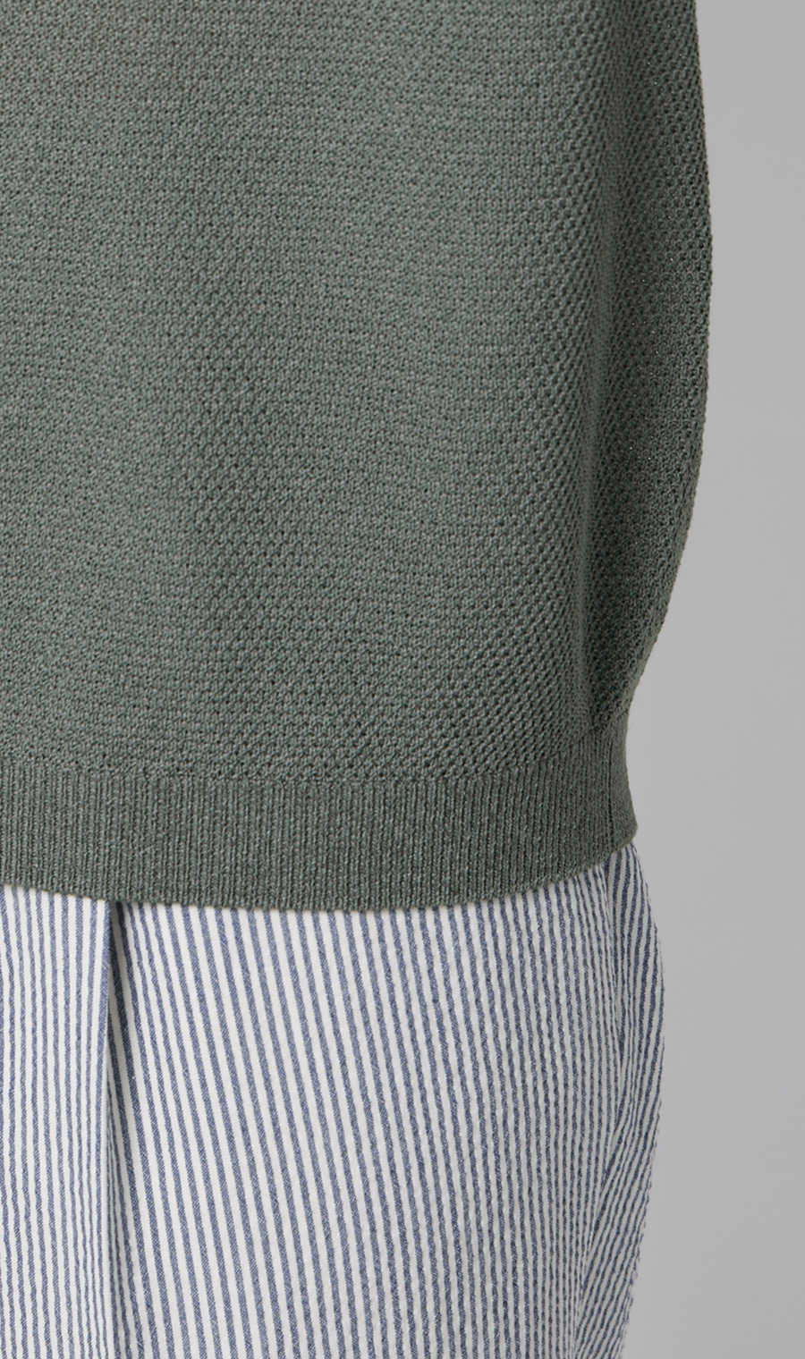 ニットクルーネックTシャツ【和紙混カノコ】 グリーン S