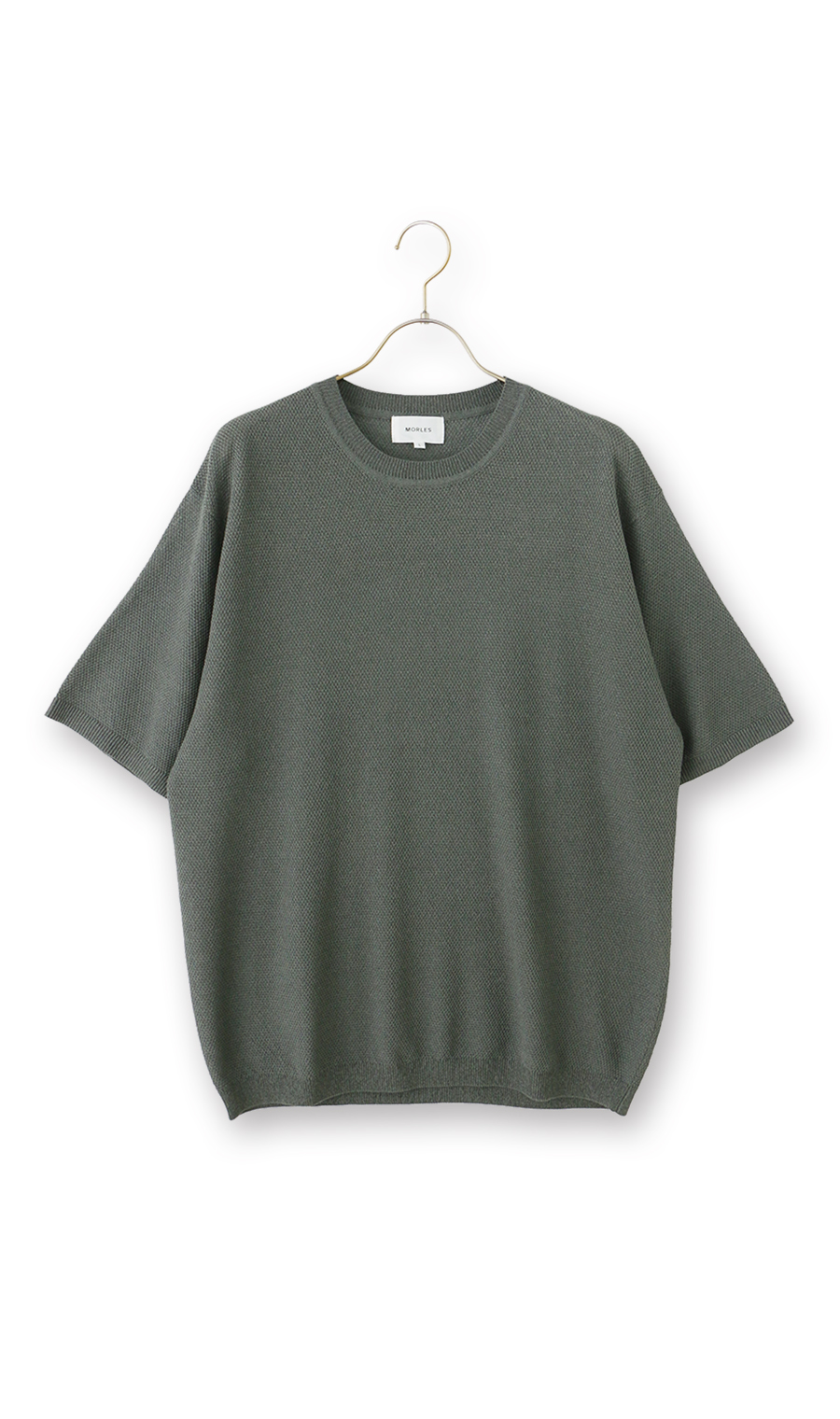 ニットクルーネックTシャツ【和紙混カノコ】 グリーン S