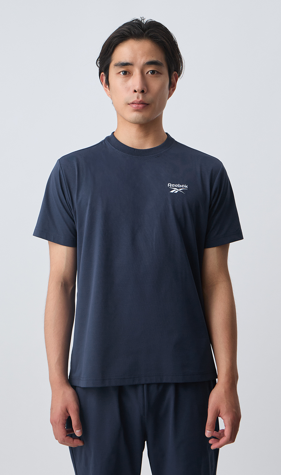 半袖クルーネックTシャツ【Reebok】【血行促進】【セットアップ着用可】 ネイビー LL