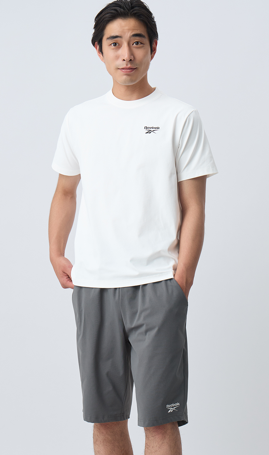半袖クルーネックTシャツ【Reebok】【血行促進】【セットアップ着用可】 ホワイト L