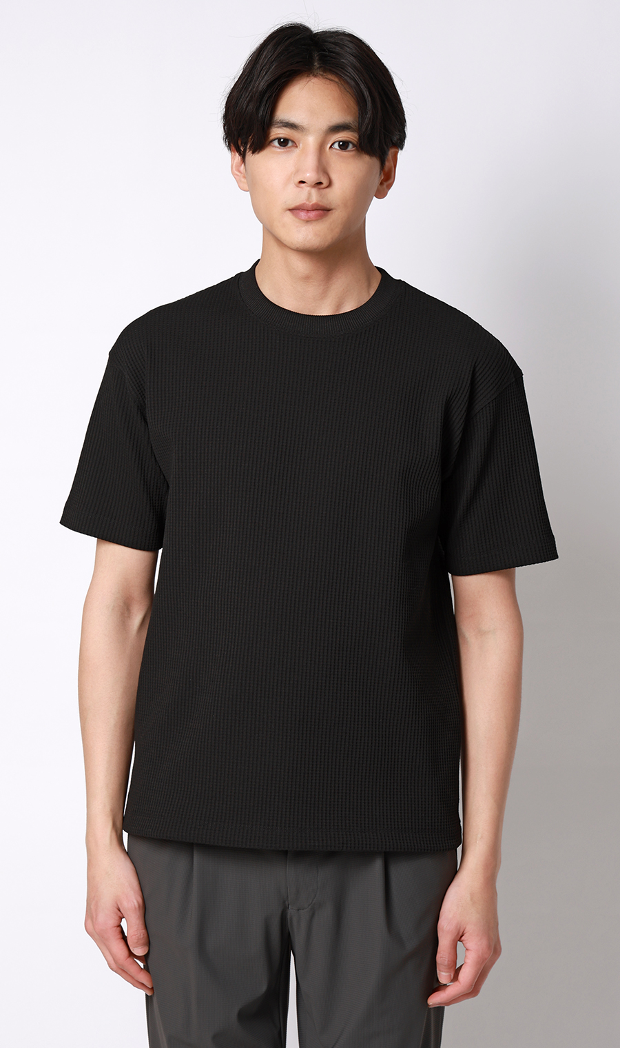 ゼロプレッシャーワッフルTシャツ【半袖】 ブラック S
