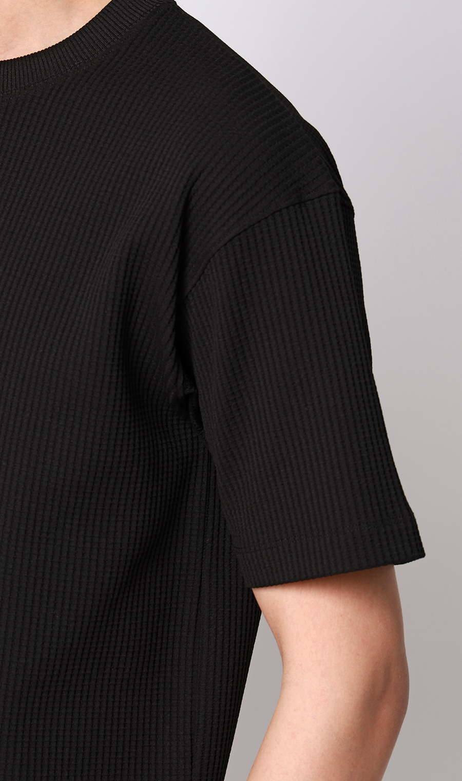 ゼロプレッシャーワッフルTシャツ【半袖】 ブラック S