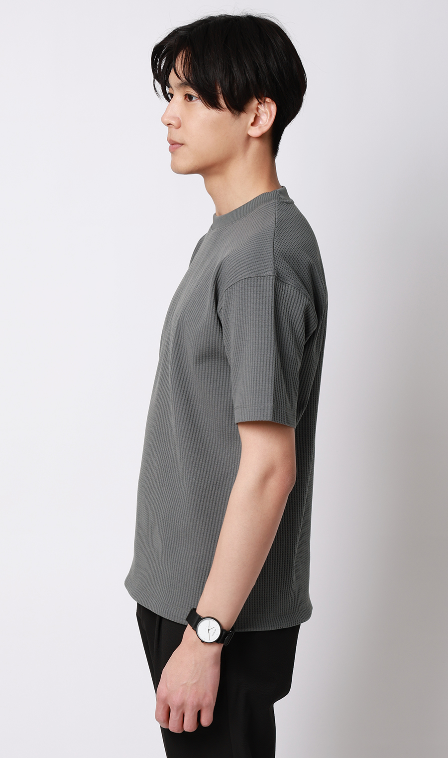 ゼロプレッシャーワッフルTシャツ【半袖】 チャコール S