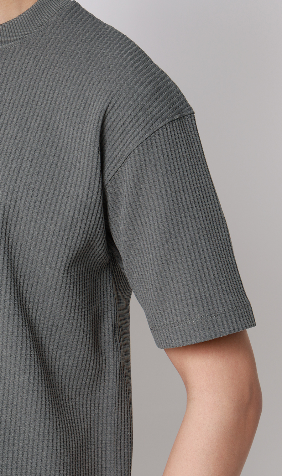 ゼロプレッシャーワッフルTシャツ【半袖】 チャコール S