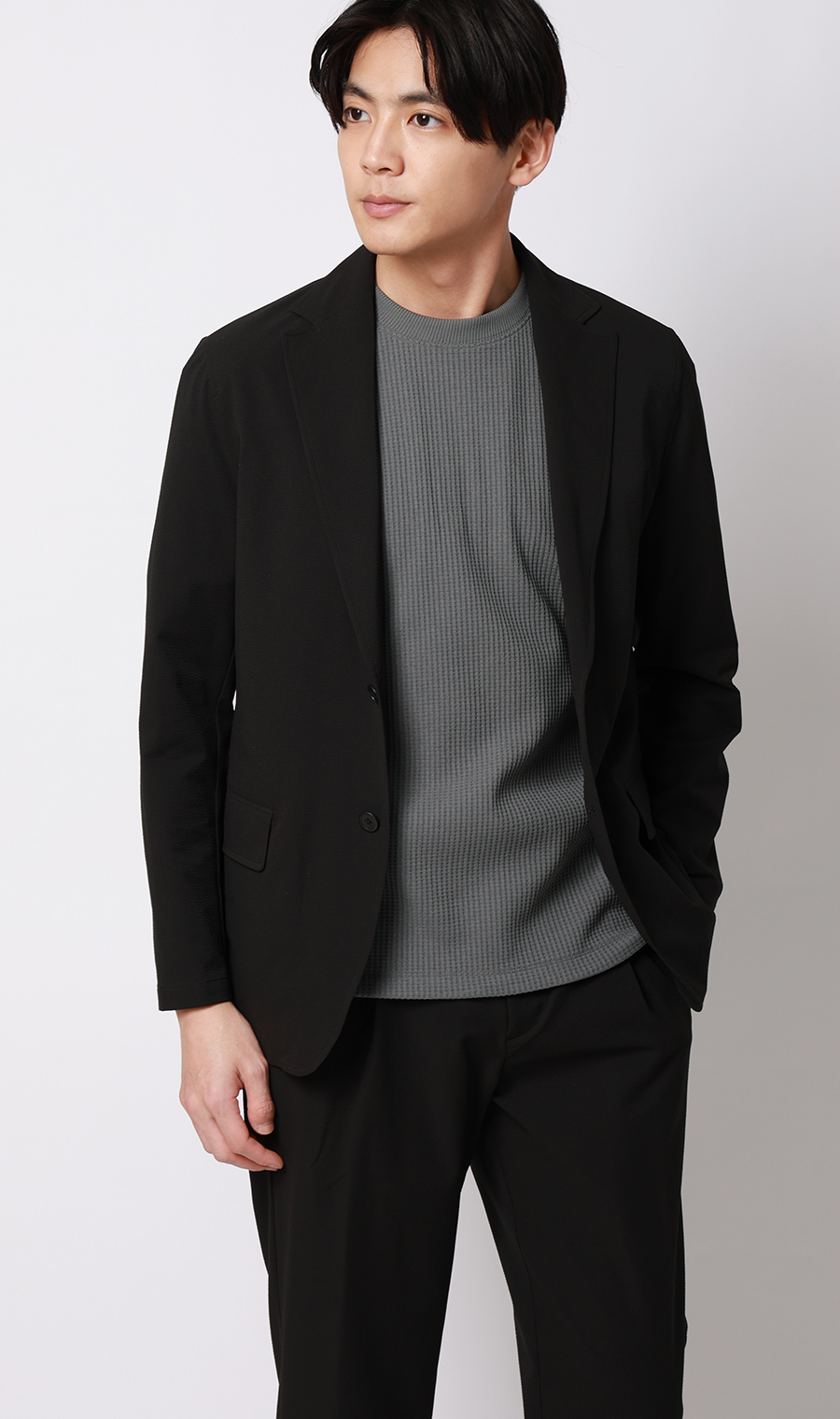 ゼロプレッシャーワッフルTシャツ【半袖】 チャコール S