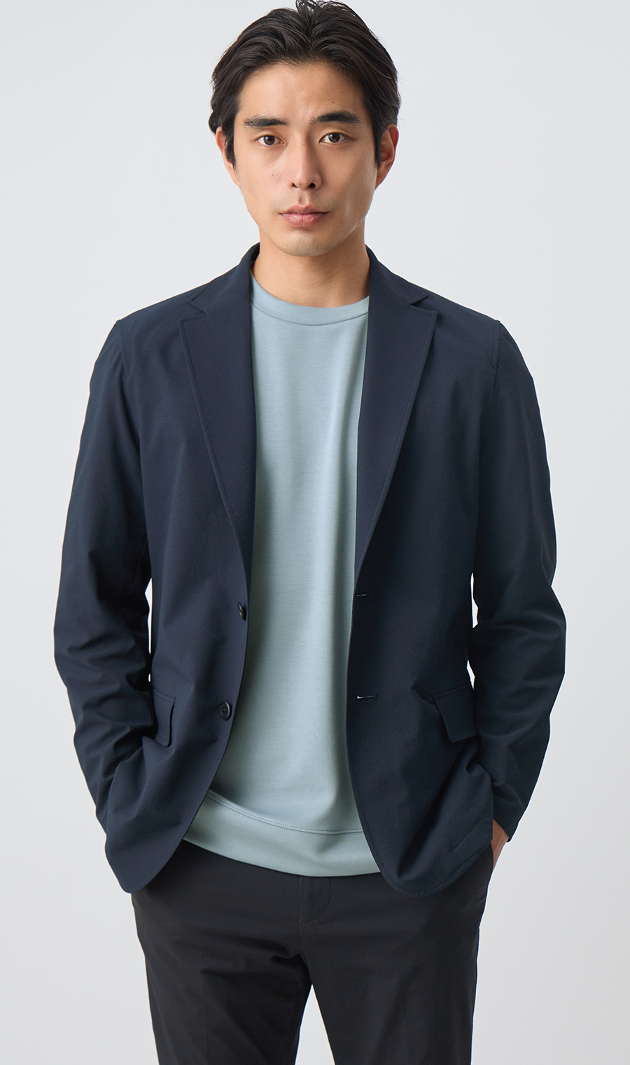 ゼロプレッシャーダンボールニットTシャツ【半袖】 サックス S